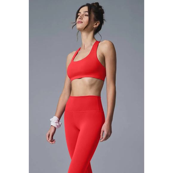 Alo Yoga 7/8 Airlift Leggings Red Hot Summer Sz XS Advantage Racerback Bra Sz S - Picture 1 of 16
